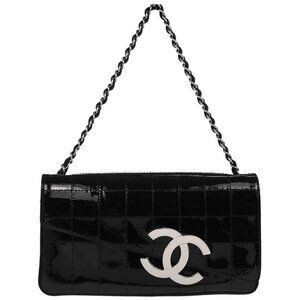 Chanel Black Patent Leather Choco Bar Shoulder Bag 186761